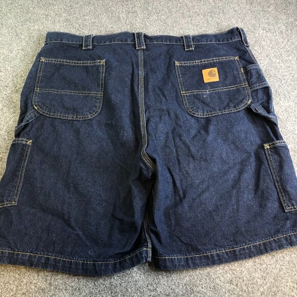 Carhartt Denim Carpenter Shorts Mens 44 Blue B153HDK Workwear Utility Pockets - Picture 1 of 7